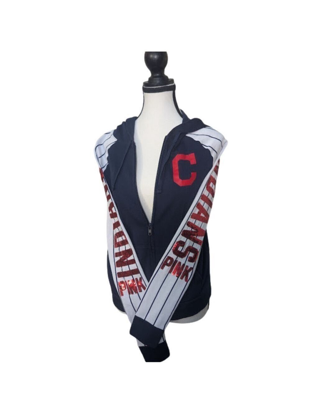 Rare VS PINK MLB Sequin Varsity Hoodie Baseball – Cleveland Indians | Size M
